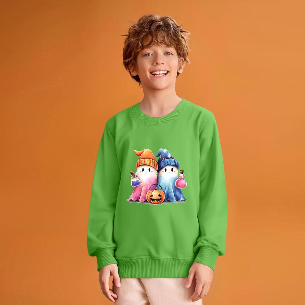 Children's Fashion Loose-fitting Casual Halloween Long-sleeved Printed Round Neck Sweatshirt