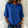 Women's Vintage Neck Short Sleeve T-Shirt Loose Fit Blouse for Everyday Wear