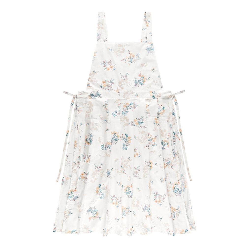 Pleated Skirt Cotton Apron Pure Cotton Korean-style Apron Protective Clothing Kitchen Apron Cafe Style A