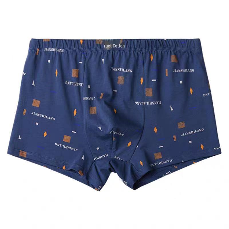 Herrkalsonger i 100 % bomull, Plusstorlek, Mellanhög midja, Andningsbara, Svettabsorberande, Ungdomlig stil