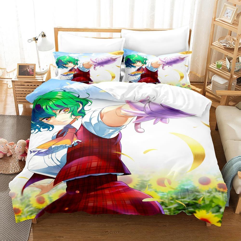 3D Druck Anime Kawaii Mädchen Yuuka Kazami Bettwäsche Set Einzelbett Twin Full Queen King Size Bettset Erwachsene Kind Schlafzimmer Bettbezug Sets