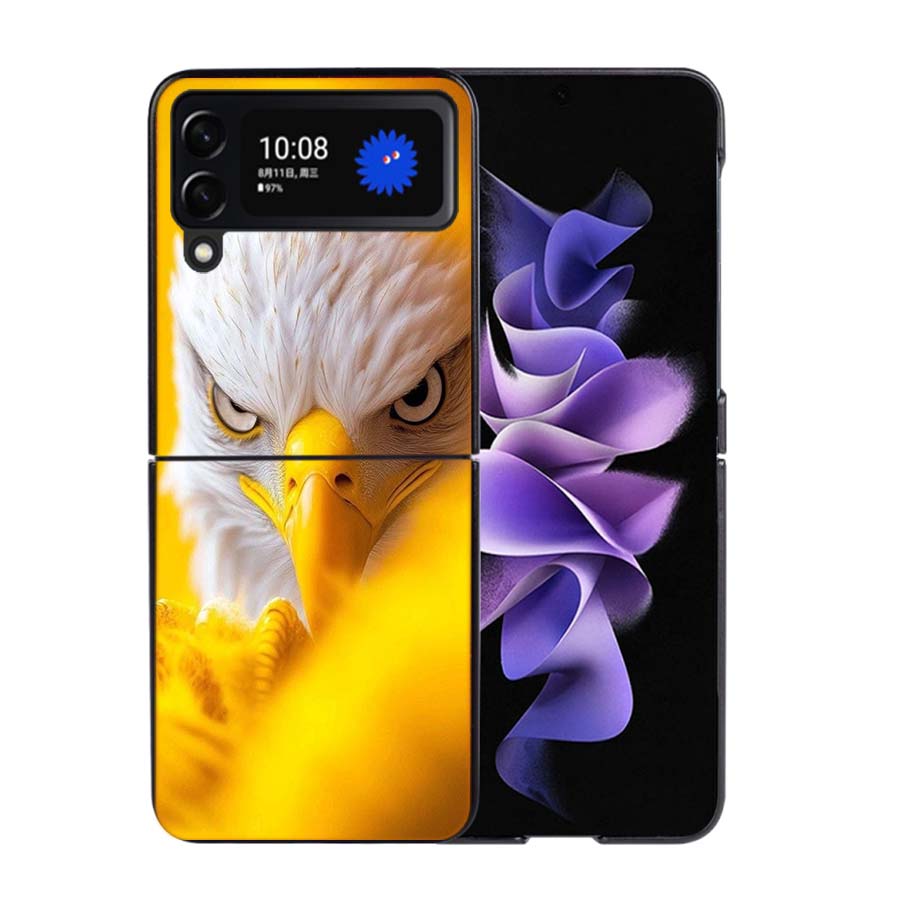 Majestic Eagle Gaze Phone Case For Samsung Z Flip 7 6 5G Galaxy Z Flip4 Z Flip5 Z Flip3 Coque Black Hard PC Shell Protective Cov