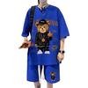 Hong Kong Style Men's Cartoon Short-Sleeve & Shorts Sports Casual Set