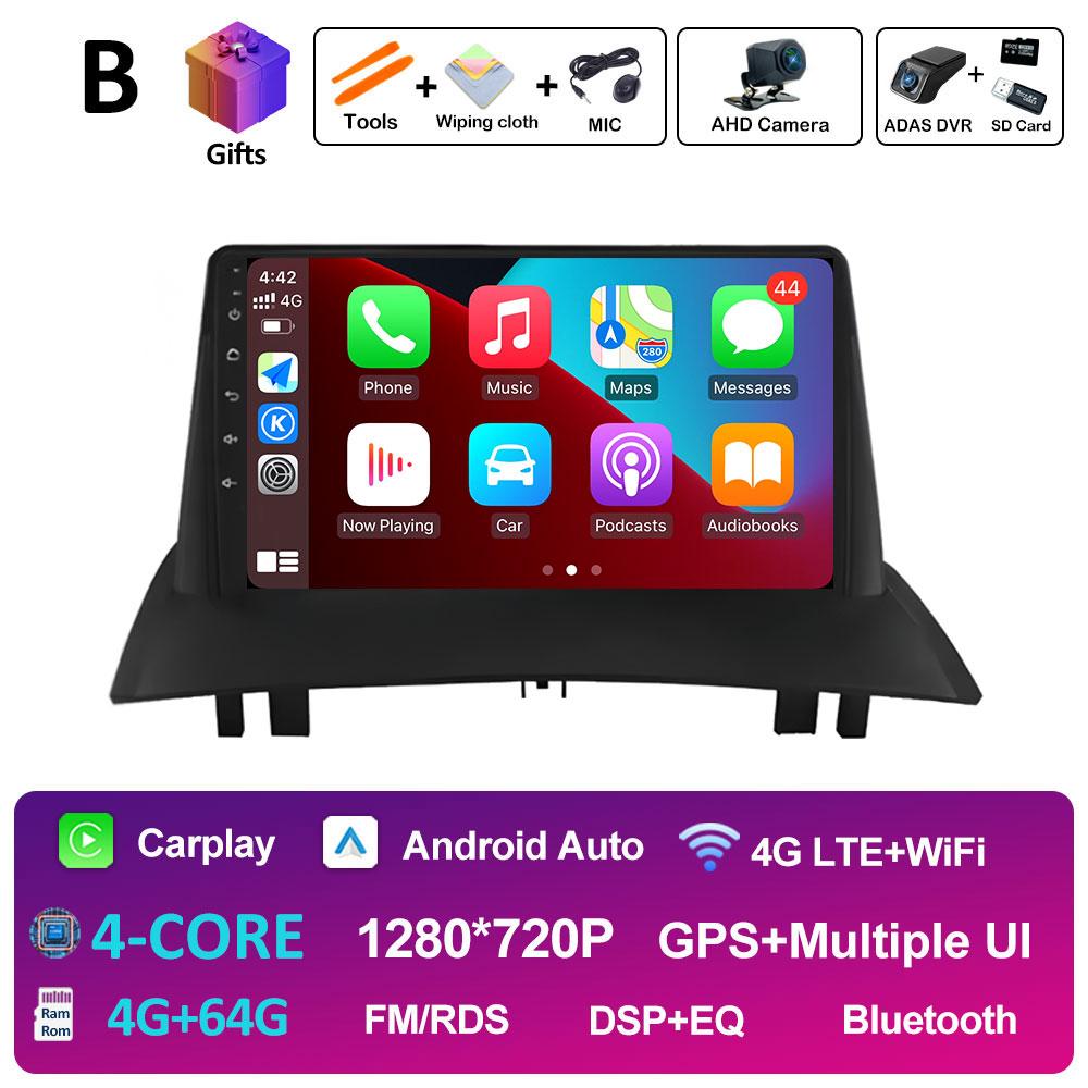 For Renault Megane 2 2002 2003 2004 2005 - 2009 Wireless Carplay GPS Navigation Android 14 DSP Stereo Autoradio Touch Screen 4G