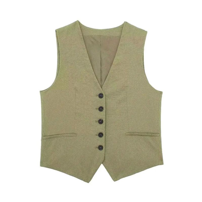 Single Brewed Vest Shorts Set Single Breasted V-neck Vest Vest Shorts Set
