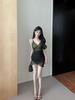 Chic Deep V-Neck Spaghetti Strap Bodycon Dress for Women - Slim-Fit Nightclub Mini Skirt