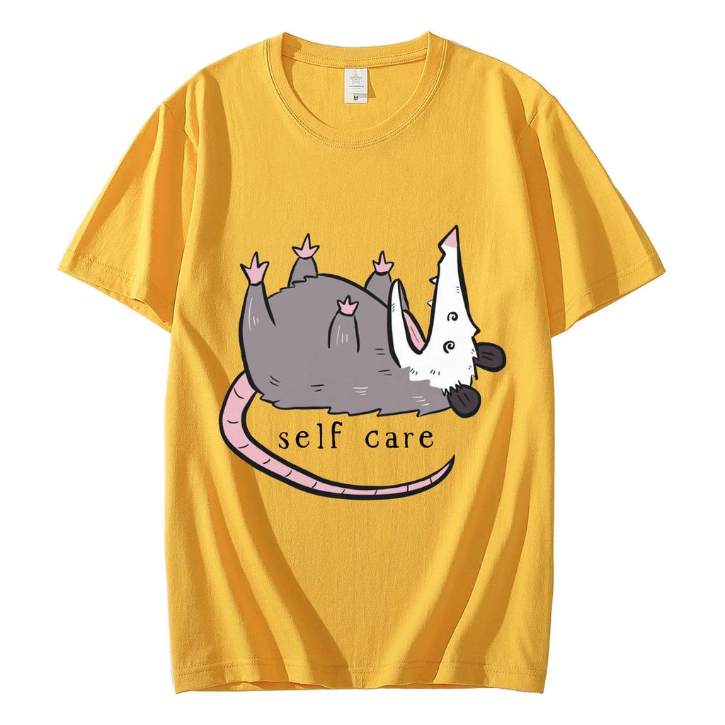 Opossum Self Care Funny Tshirt Mens Womens Casual Cute Short Sleeve Tshirts Harajuku Fashion Oversized T Shirts Streetwear