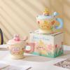 Adorable Rabbit & Bear Ceramic Mug with Lid and Spoon - Perfect for Home or Office