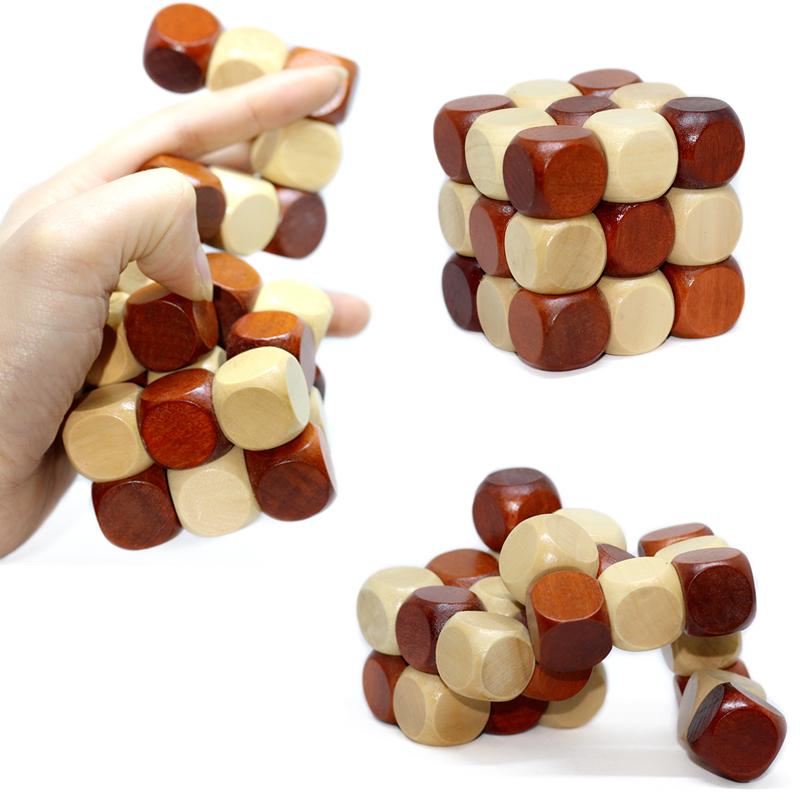 Spielzeug Kinder Kinder Verdrehbarer Würfel Puzzle Montessori Kinder Lernen Pädagogisch Holz Gehirnjogger Für Erwachsene IQ Test Rompecabezas De Ingenio