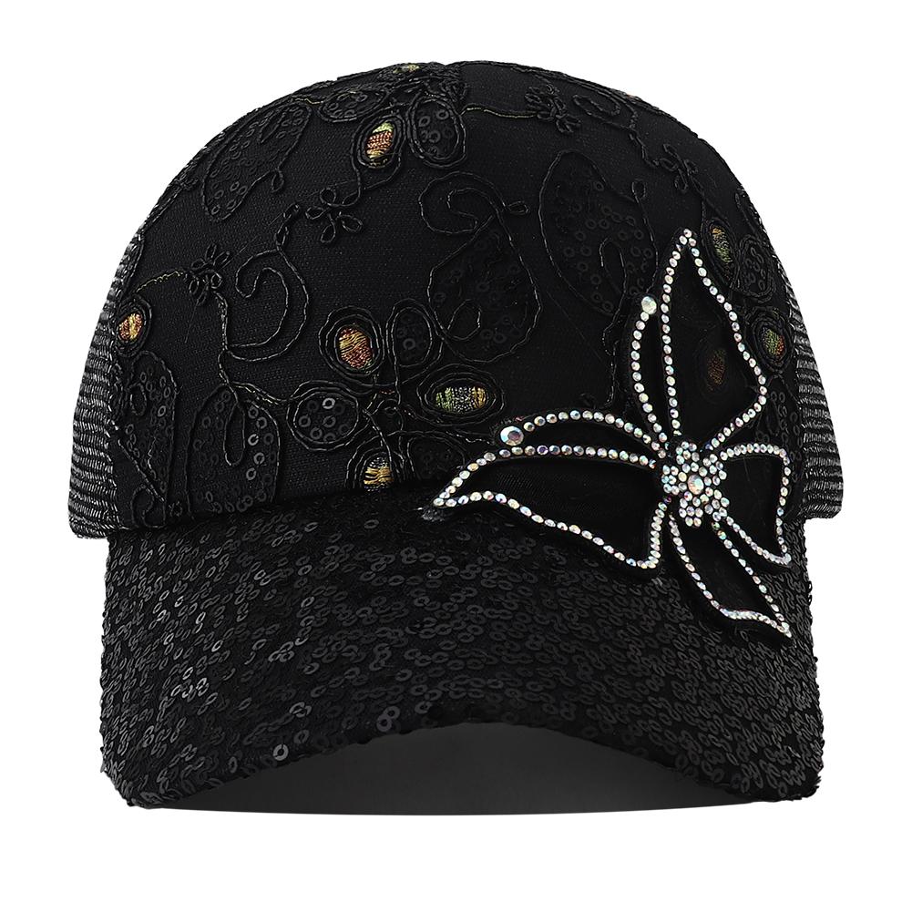 New Summer Glitter Mesh Trucker Hat Snapback Cap Chapeau Femme Fashion Messy Hair Bun Ponytail Baseball Caps For Women Bone