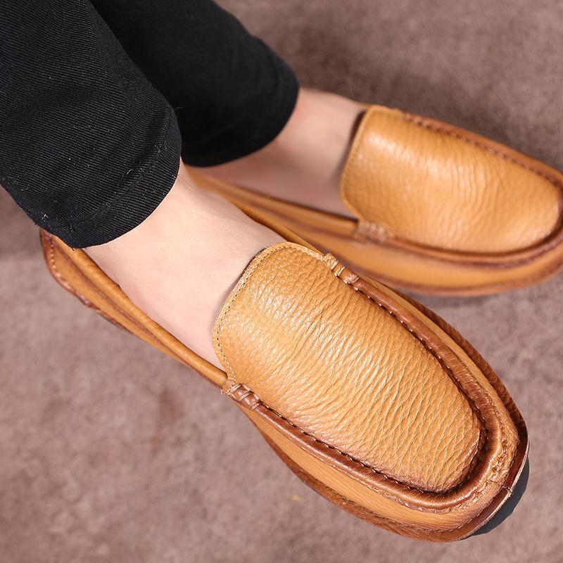 Wiosenne męskie skórzane buty casualowe Nowe modne męskie skórzane buty Trend Męskie buty Pełnoziarniste skórzane buty do jazdy samochodem