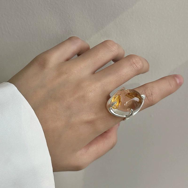 Korean Fashion New Jewelry Gift Party Wholesale Anillos Geometric Transparent Crystal Adjustable Open Rings for Women