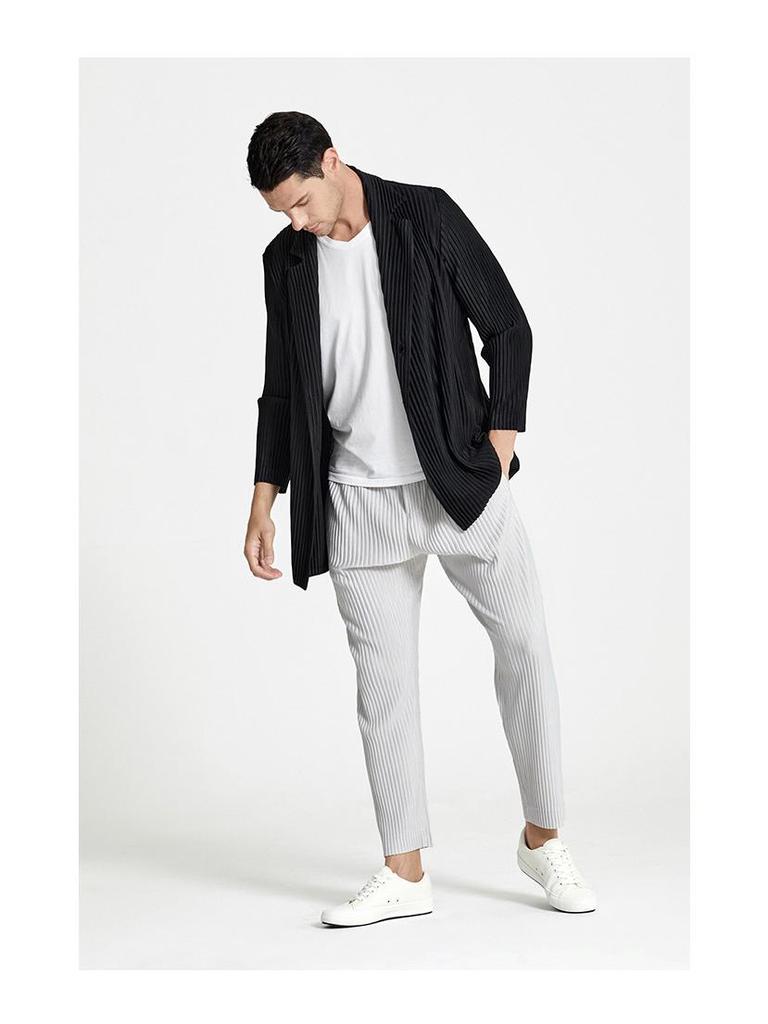 Men's Summer 2021 Pleated Casual Suit Jacket and Trench Cardigan