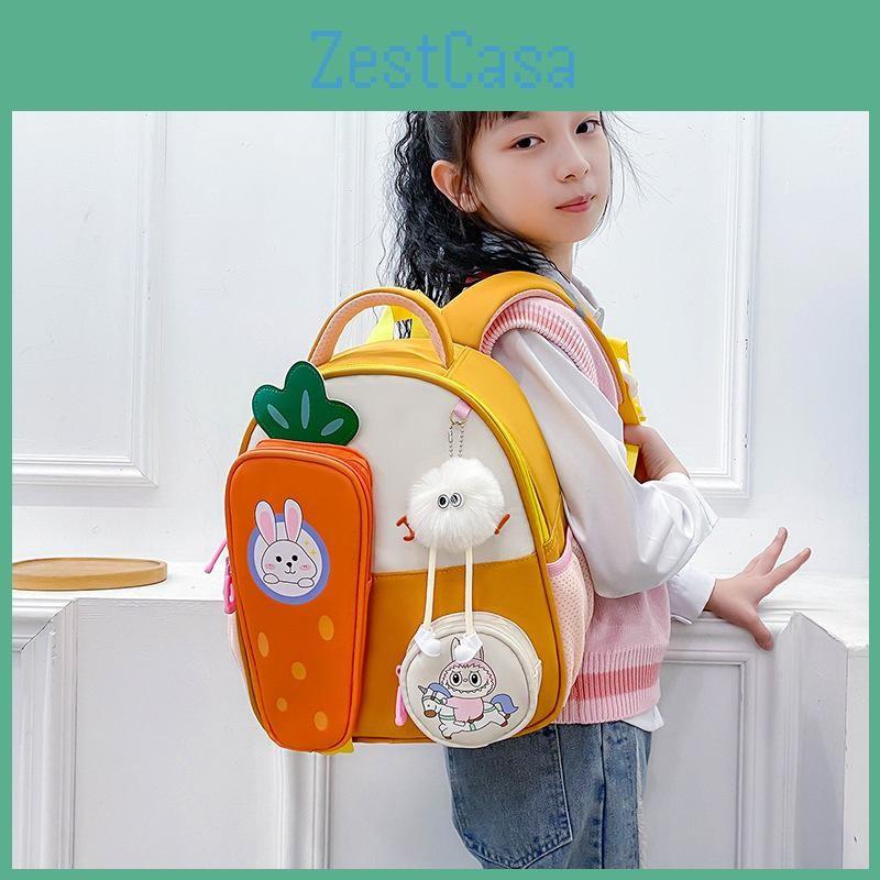 Carrot Cartoon Eyecatching Backpack For Young Children Made Of Quality Material Canvas