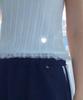 RONRON Lace Frill Slim Crop Pleats T Shirt White