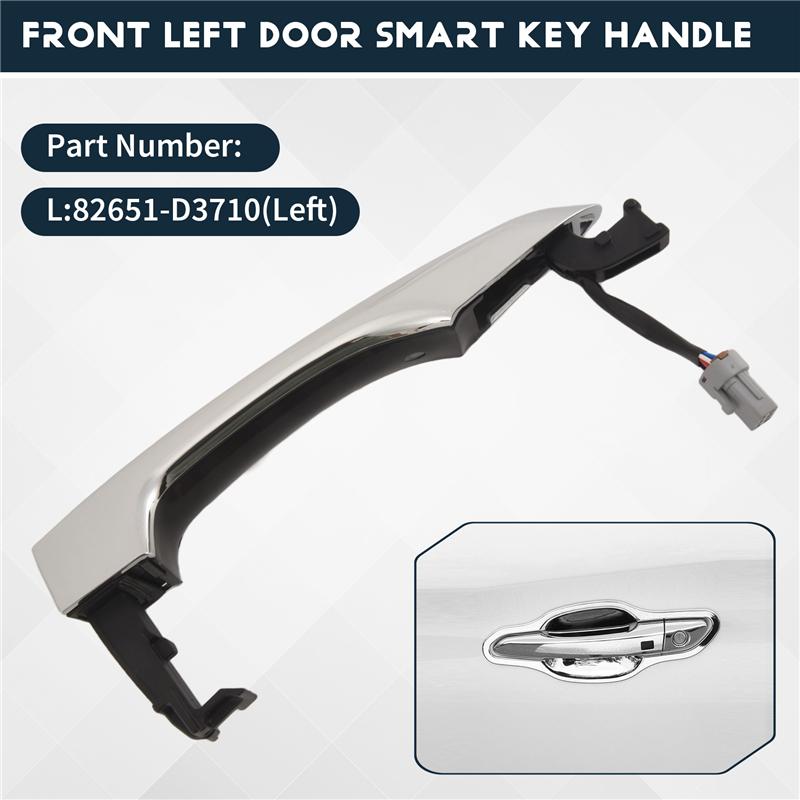 Chrome Exterior Front Door Smart Key Handle Fit For Hyundai Tucson 2016 2017 2018 2019-A99D