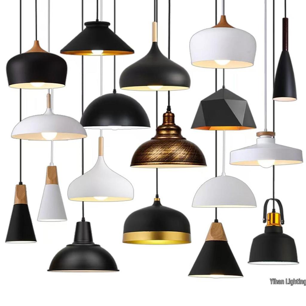 Modern Nordic Single-Head Pendant Light for Hotels, Bars, and Restaurants - Industrial Retro Style Lampshade.