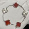 Nuova Versione Bracciale Quadrifoglio Cinque Fiori Agata Rossa Naturale Madreperla Bianca Bracciale da Donna Bracciale Laser