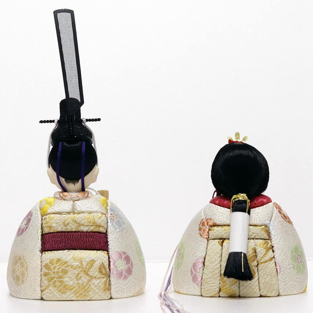 Hina Wooden Doll with Round Doll, "Kotohoki Haruka" Tray, White, KTH-3201D1