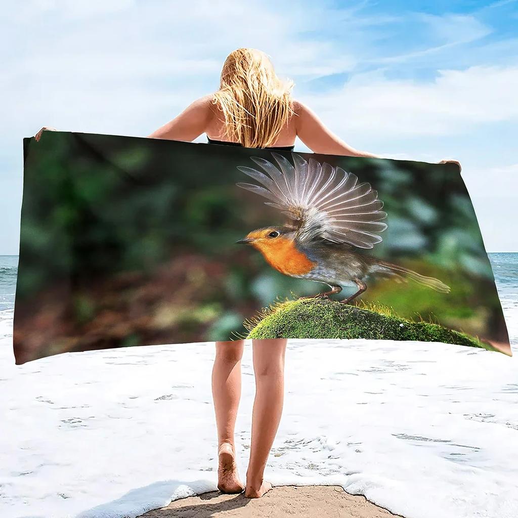 Bird Microfiber Beach Towel Soft Highly Absorbent Decorative Towel Lightweight Compact Beach Accessories for Bathroom Beach Spa