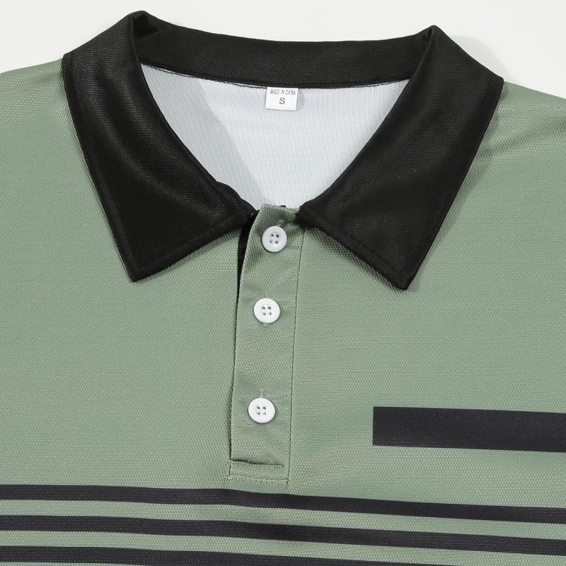 New Spring and Autumn Men's POLO Shirt Long-sleeved Striped Printed Men's Casual Polo Shirt Men's T-shirt Tops