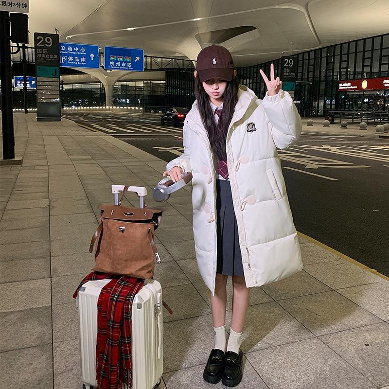 Down cotton-padded clothes women's long over-knee winter loose women's clothing warm and thin cotton-padded jacket