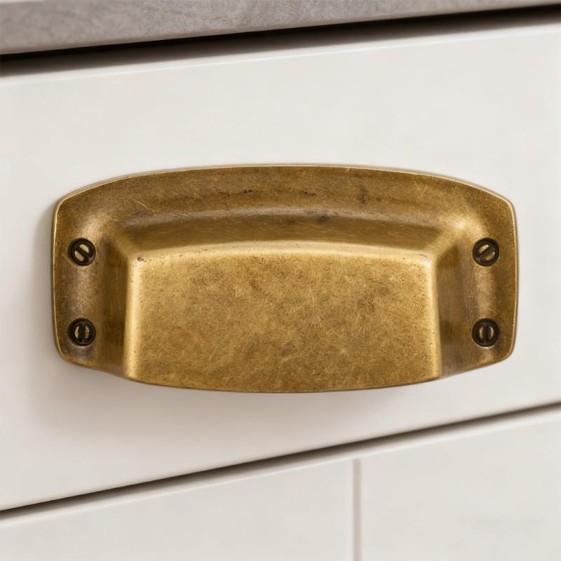 Ergonomic Curvilinear Form Handles for Drawer Entrances Offering Traditional Look and Strong Construction for Residential Application