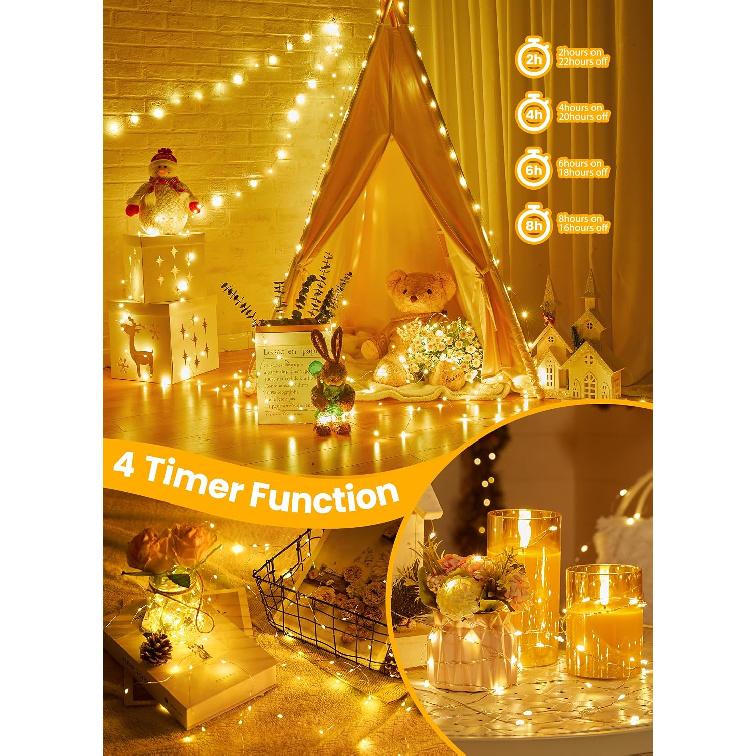 Minetom Fairy Lights with Remote, 66 Feet 200 Led Firefly String Lights Plug in for Bedroom Home Wall Ceiling Christmas Tree Wreath Craft Wedding