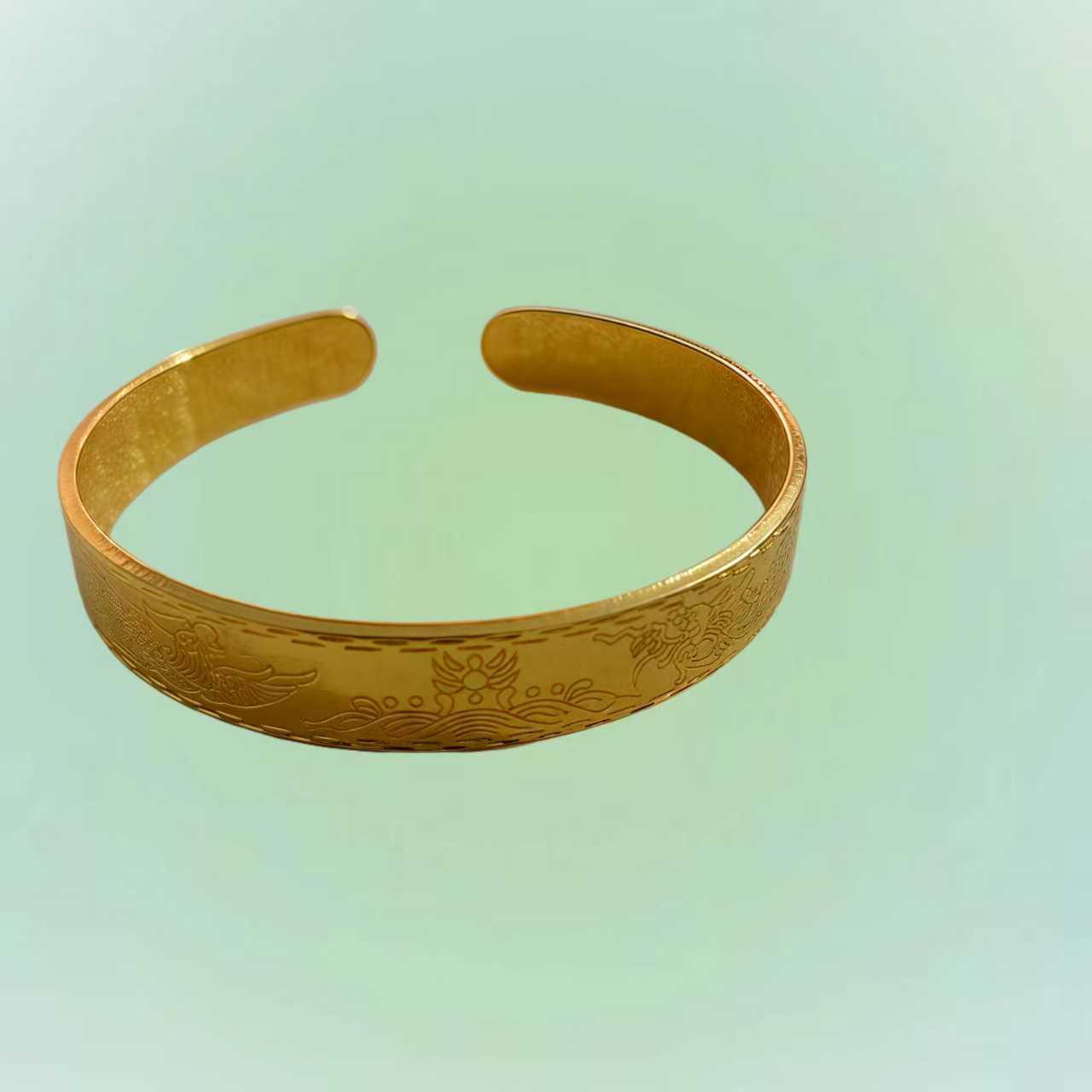 

Винтажный рельефный браслет с драконом и фениксом и жемчугом: Этнический стиль, Универсальные роскошные украшения для рук Other