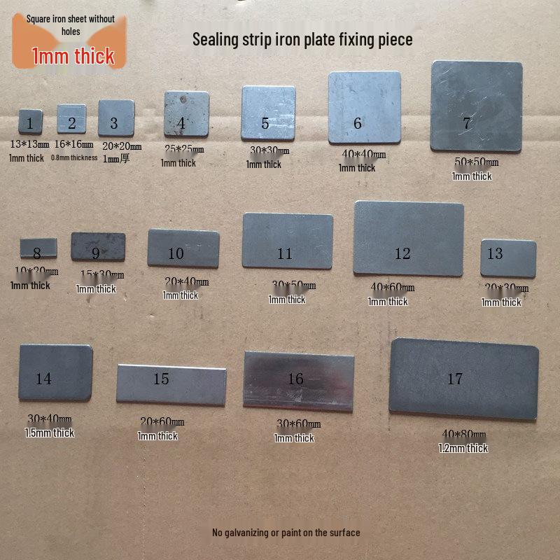 

Rectangular Thin Iron Sheet Mat - Ungalvanized, No Hole, Stamped Sealing Plate. Model 2: 1.6*1.6cm, 100 pieces