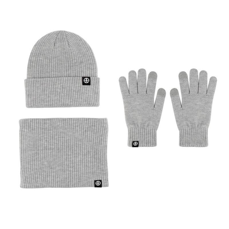 Milk Dragon New Red Set Windproof and Warm German Velvet Self-Heating Knitted Hat Scarf Gloves Three-piece Set
