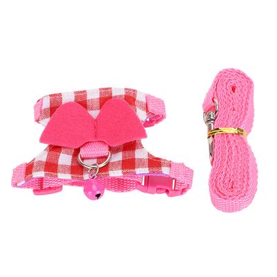 Small Animal Outdoor Walking Harness Pink Plaid Vest Leash Set Chest Strap for Ferret Chinchilla