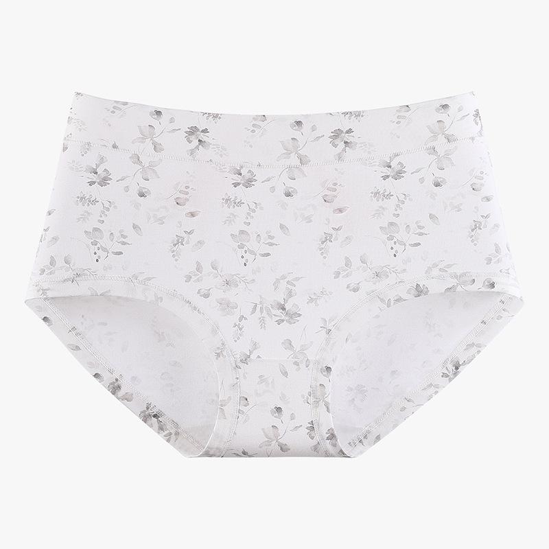 

Plus Size Ladies Spring and Summer Floral Print Soft Breathable Comfortable Waist Triangle Briefs M серый