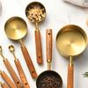Set of 4 Baking Tool Set Stainless Steel Measuring Cups Measuring Spoons Wood Handle Kitchenwares for Baking Cooking