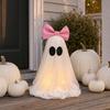 yangyizhi LED Ghost Decoration, Halloween Pink Bow Tabletop Ornament, Soft Fabric Haunted House Decor with Warm Glow for Home