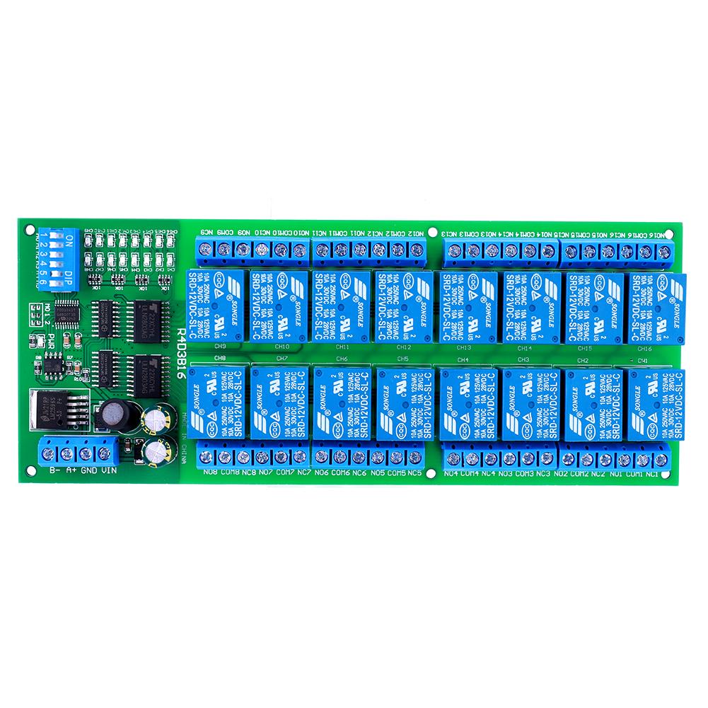 16 Channel DC 12V PLC Controller Serial Port Switch RS485 Relay Module Switch Module for PLC PTZ Camera Motor LED
