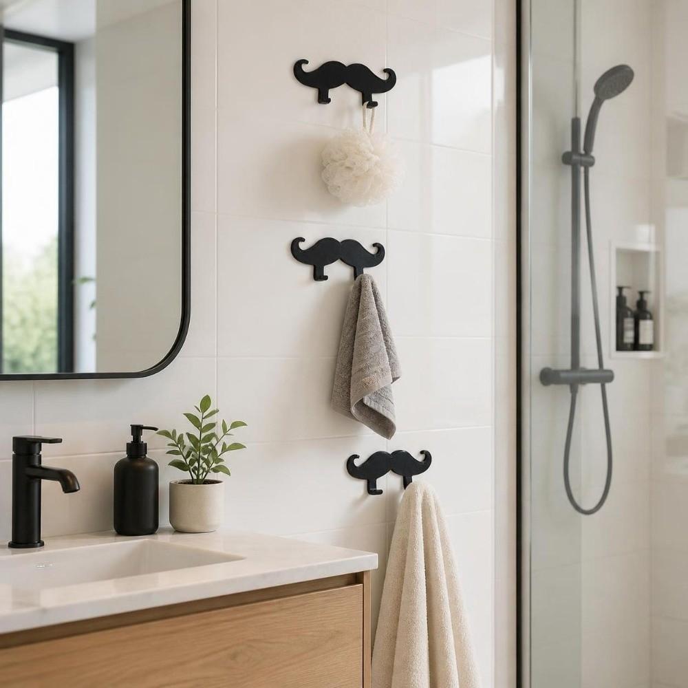 3pcs Multifunctional Beard Shape Hook Self-adhesive Wall Storage Hook Wall Hanger Holder  Bedroom