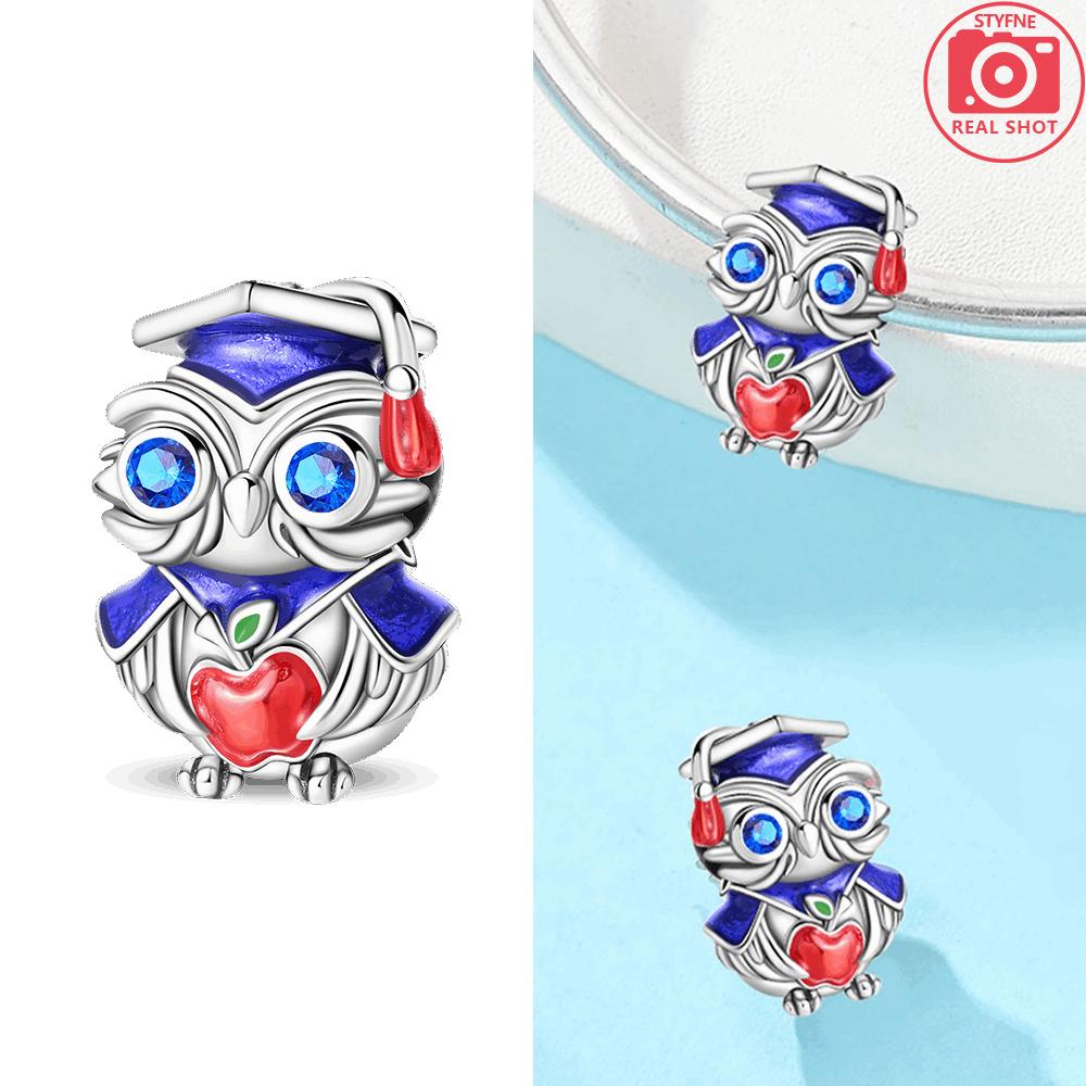 Exquisite Pendants Woman New Graduation Season Bear Owl Copper Original Beads Fit Bracelet Jewelry Making Diy Fine Gift