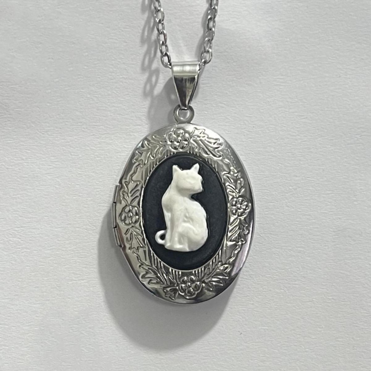 3D Cat DIY Photo Frame Necklace Customizable Handmade Pendant Necklace Adjustable Chain Choker Photo Jewelry Gothic Accessories