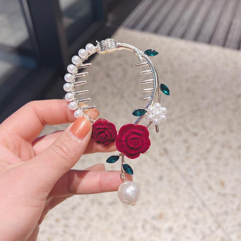 Exquisite Zircon Flower Tassel Hair Clip Fashion Shining Women Elegant High Horse Tail Hair Clip Plate Hair Artifact