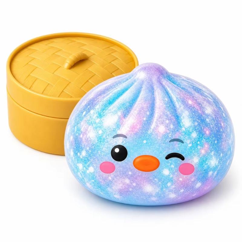 Non-Toxic Glitter Simulated Steamed Bun Toy Slow Rebound Soft Stress Relief Sensory Toy for Kids Daily Play