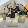 Large Capacity Handwoven Rope Knot Shoulder Bag Soft Cowhide Texture Bucket Women
