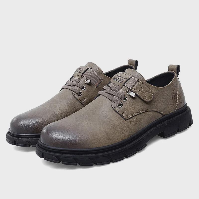 Men's Leather Slip-On Work and Casual Shoes with Toe Protection