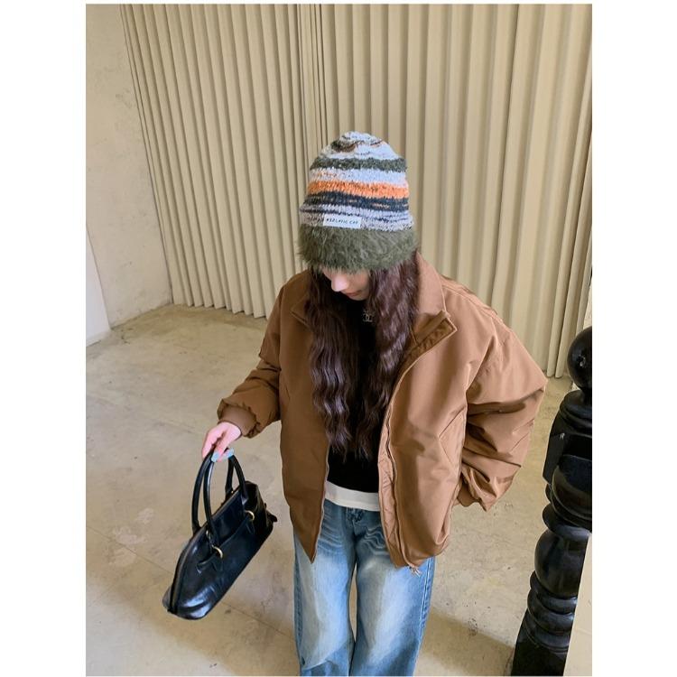 Retro Couple Pilot Bomber Jacket Women Winter Padded Baseball Coat High Street Vintage Cotton Jacket