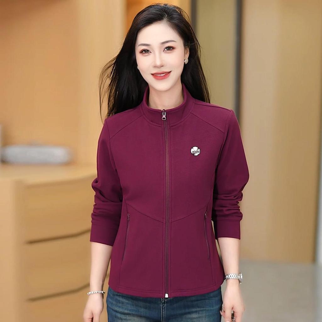 2026 Women's Autumn Lightweight Stand Collar Cardigan - Chic, Fashionable, Loose Fit, Casual Sports Jacket