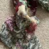 Used Unused Epis stole, bordeaux, floral pattern