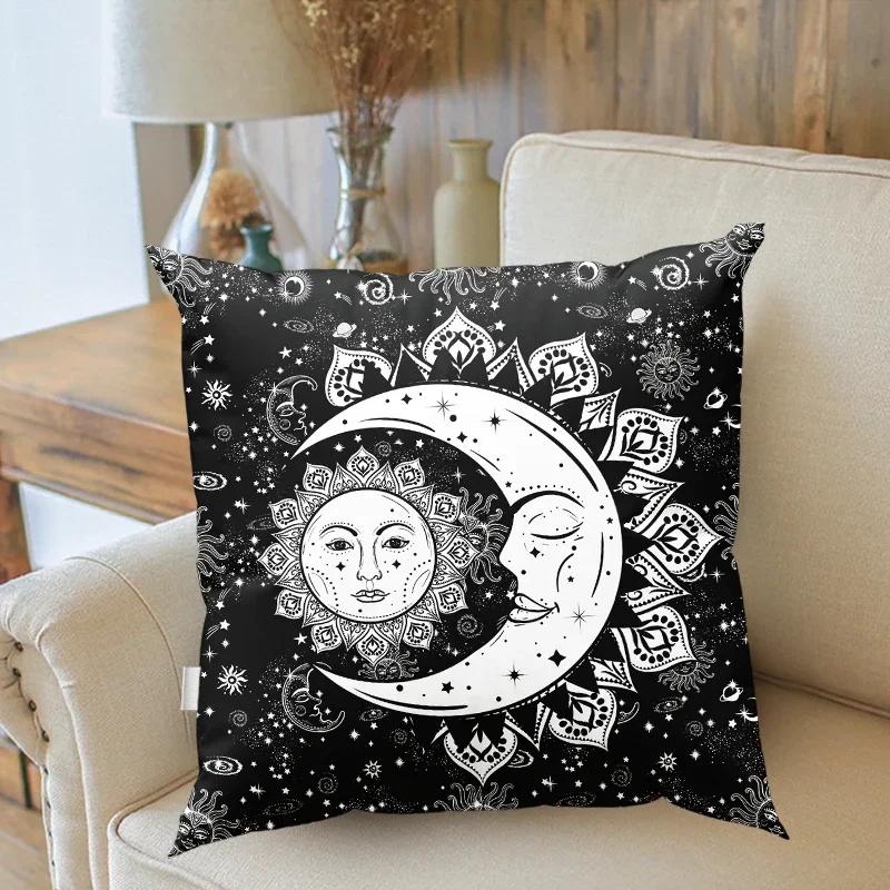 Mandala Throw Pillows White Black Sun And Moon Cushion Cover Throw Pillow Cases Sofa Cushion Cover Tarot Pillowcase Home Decor