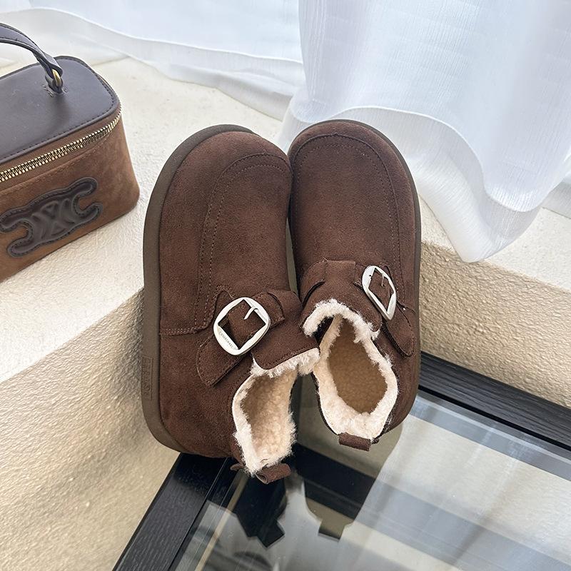 

Бавовняні туфлі Birkenstock жіночі зимові оксамитові верхній одяг 2025 нові однопедальні на товстій підошві, що збільшують зріст, великоголові хлібні туфлі, снігові чоботи 35 коричневий