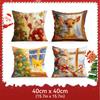 Christmas Theme Cushion Pillowcase Printed Polyester 40/45/50Cm Throw Pillowcover Decor Sofa Cushion Pillowslip Home Decor