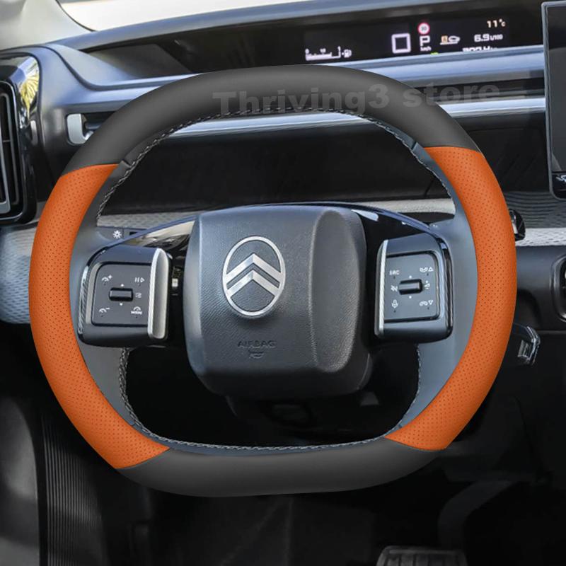 Leder Auto Lenkradabdeckung Für Citroen C3 Hybrid e C3 2023 2024 2025 Rutschfest Auto Innenraum Citroen e C3 Zubehör 2025